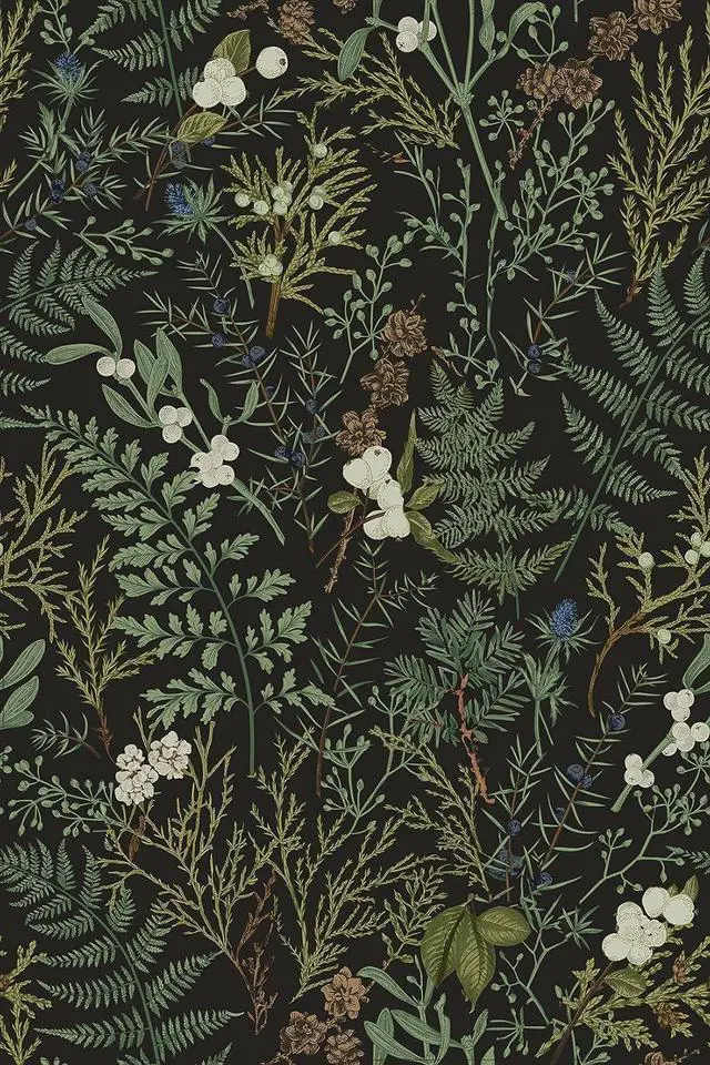 Main image of Dark Green Fern Botanical Shelf Liner Contact Paper Self Adhesive Vinyl Botanical Drawer Liner Wall Paper for Kitchen Cabinets Dresser Dollhouse Walls Arts Crafts Decal 17.5X117 Inches