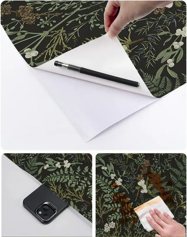 Alt view image 2 of 5 - Dark Green Fern Botanical Shelf Liner Contact Paper Self Adhesive Vinyl Botanical Drawer Liner Wall Paper for Kitchen Cabinets Dresser Dollhouse Walls Arts Crafts Decal 17.5X117 Inches
