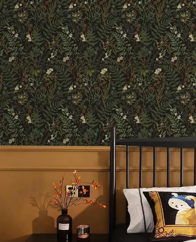 Alt view image 5 of 5 - Dark Green Fern Botanical Shelf Liner Contact Paper Self Adhesive Vinyl Botanical Drawer Liner Wall Paper for Kitchen Cabinets Dresser Dollhouse Walls Arts Crafts Decal 17.5X117 Inches