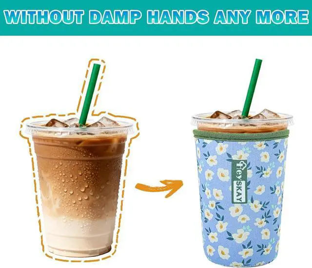 Alt view image 4 of 7 - HEYSKAY Iced Coffee Sleeve Cooler Coffee Cup Sleeves for Drinks 16-32OZ | Cold Drink Sleeve For Starbucks Dunkin Coffee Cup, Insulated Neoprene, Prevent Condensation to Avoid Mess, Gifts for Women
