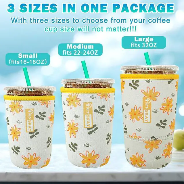 Alt view image 3 of 7 - HEYSKAY Iced Coffee Sleeve Cooler Coffee Cup Sleeves for Drinks 16-32OZ | Cold Drink Sleeve For Starbucks Dunkin Coffee Cup, Insulated Neoprene, Prevent Condensation to Avoid Mess, Gifts for Women