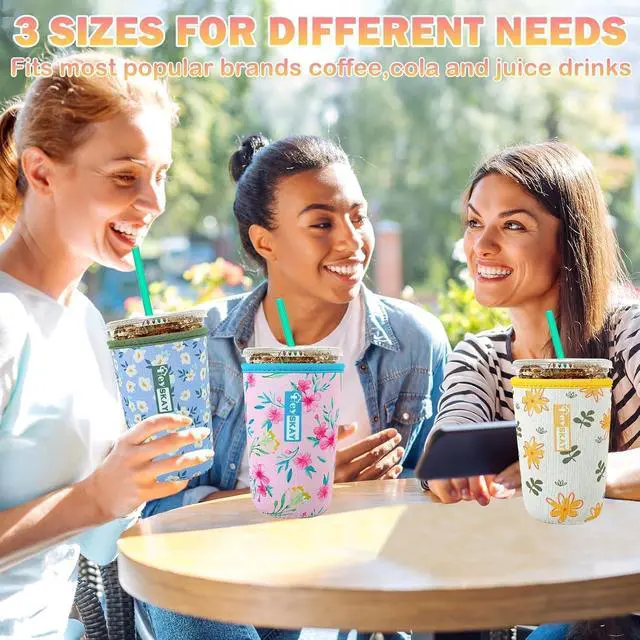 Alt view image 5 of 7 - HEYSKAY Iced Coffee Sleeve Cooler Coffee Cup Sleeves for Drinks 16-32OZ | Cold Drink Sleeve For Starbucks Dunkin Coffee Cup, Insulated Neoprene, Prevent Condensation to Avoid Mess, Gifts for Women