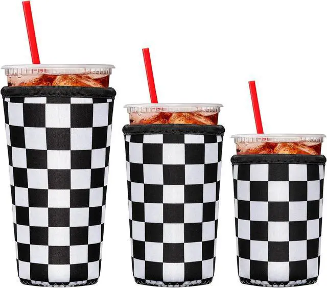 Main image of 3 Pack Reusable Insulated Neoprene Iced Coffee Cup Sleeve Beverage Holder for 16-32 Ounces Coffee/Drink Cup Sleeve for Iced & Hot Drinks Compatible with Starbucks Dunkin Coffee Cup and More