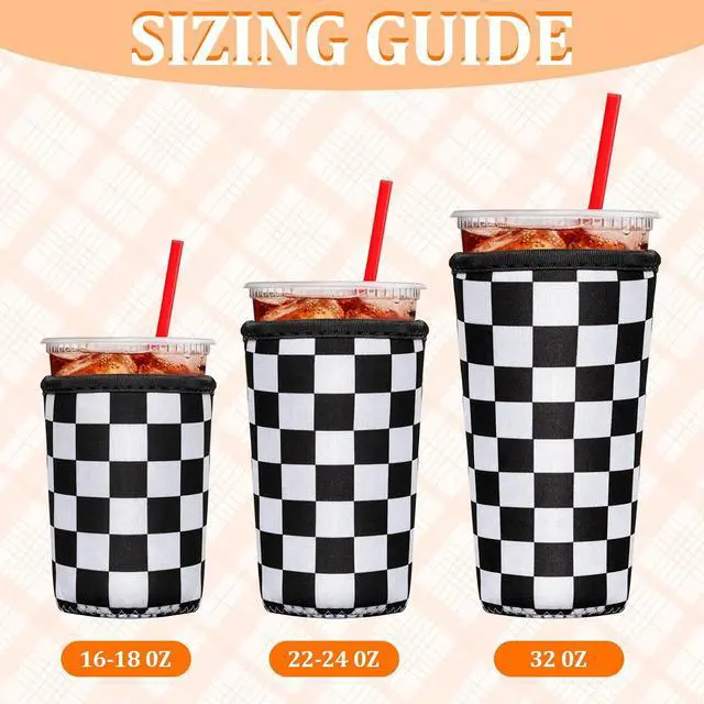 Alt view image 2 of 7 - 3 Pack Reusable Insulated Neoprene Iced Coffee Cup Sleeve Beverage Holder for 16-32 Ounces Coffee/Drink Cup Sleeve for Iced & Hot Drinks Compatible with Starbucks Dunkin Coffee Cup and More
