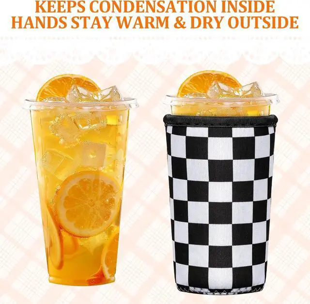 Alt view image 3 of 7 - 3 Pack Reusable Insulated Neoprene Iced Coffee Cup Sleeve Beverage Holder for 16-32 Ounces Coffee/Drink Cup Sleeve for Iced & Hot Drinks Compatible with Starbucks Dunkin Coffee Cup and More