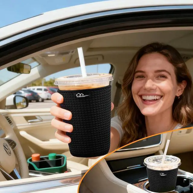 Alt view image 5 of 7 - WKIEASON Iced Coffee Sleeve Reusable Coffee Cup Sleeve Coolies 16-32oz | Non-Slip Neoprene Iced Coffee Sleeve for Cold Drinks ,Starbucks, McDonalds, Dunkin Donuts and More, Gifts for Women