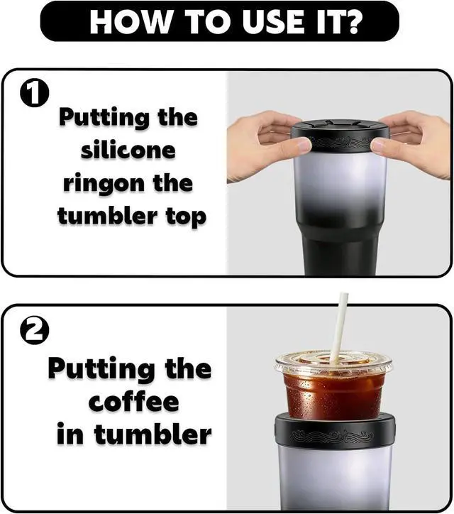 Alt view image 3 of 7 - Tumbler Silicone Ring,Iced Coffee Sleeve for 30oz Tumblers | Silicone Ring for 30oz YETI/RTIC/BJPKPK Tumblers,Fits 3.9-4 Inch Cup Mouth,for Most 30oz Stainless Steel Tumbler,Black