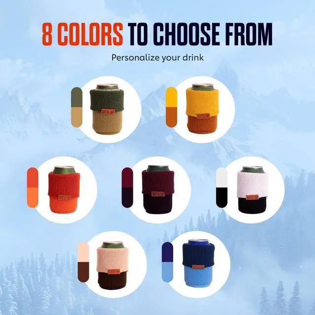 Alt view image 7 of 7 - Bottle Cap Insulated Can & Bottle Koozie, Reversible Sleeve, 12 & 16 oz | Fits 12oz, 16oz, slim & tall cans, beer bottles & coffee cups. Soft double-layer knit keeps drinks cold; reversible 2 colors
