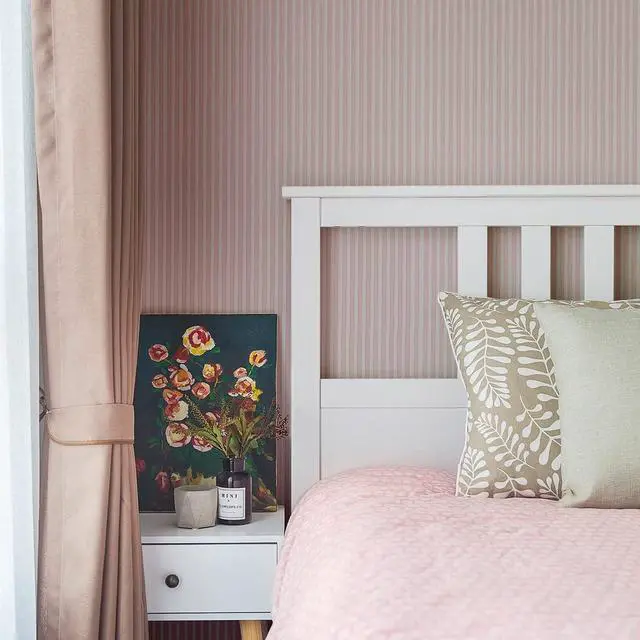 Alt view image 7 of 7 - 17.7" x 117" Pink and White Stripe Wallpaper Stick and Peel Contact Paper Self Adhesive Decorative Waterproof Wall Covering Cabinets Shelves Liner Drawer Sticker