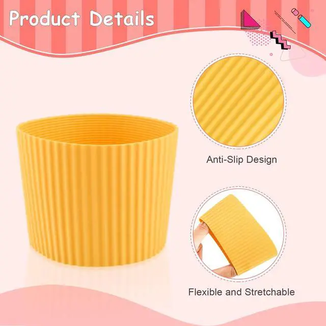 Alt view image 3 of 7 - 6 Pack Silicone Cup Sleeve Heat Resistant Coffee Cup Protective Sleeve Nonslip Glass Bottle Mug Protector Cover for Home Travel - Multicolor