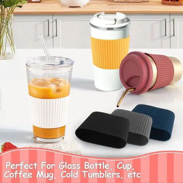 Alt view image 6 of 7 - 6 Pack Silicone Cup Sleeve Heat Resistant Coffee Cup Protective Sleeve Nonslip Glass Bottle Mug Protector Cover for Home Travel - Multicolor