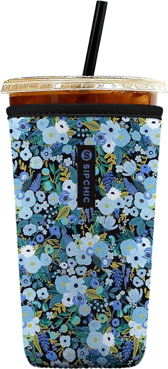Main image of Iced Coffee Sleeve Neoprene Reusable Cup Sleeves for Drinks, Insulated Drink Sleeves to Keep Hands Dry & Drinks Cold, Stylish & Durable Coffee Sleeves (Frosted Bloom, Large: 30-32oz)