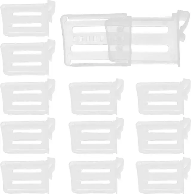Main image of 12 PCS Adjustable Fridge Divider | Clear Organizer Clip, Retractable Organizer Divider, Plastic Storage Box, For Home/Kitchen/Office