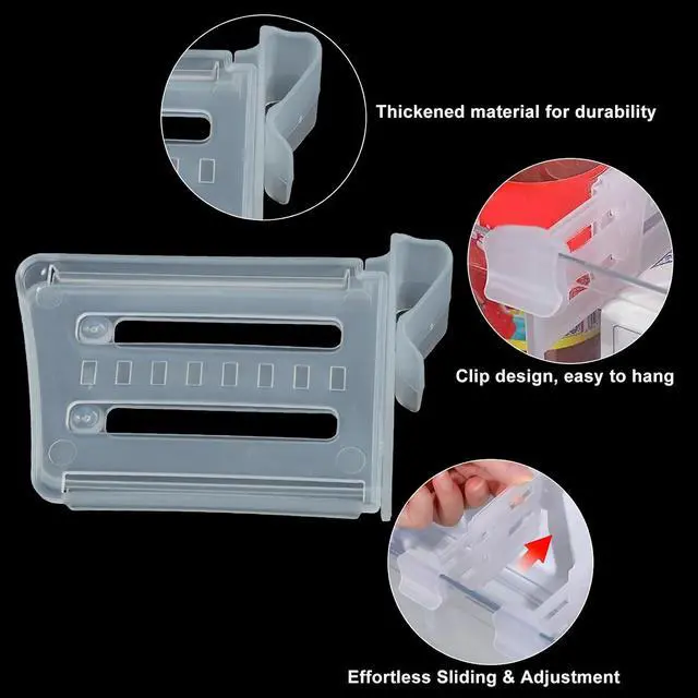 Alt view image 4 of 5 - 8 PCS Adjustable Fridge Divider | Clear Organizer Clip, Retractable Organizer Divider, Plastic Storage Box, For Home/Kitchen/Office