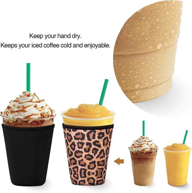 Alt view image 3 of 7 - 2 PCS Reusable Iced Coffee Sleeve for 24oz Cold Drinks Beverage,Insulated Neoprene Cup Holder with Handle for 30oz-32oz Tumbler Cup,Dunkin Donuts, Starbucks,McDonald's Coffee(Black)
