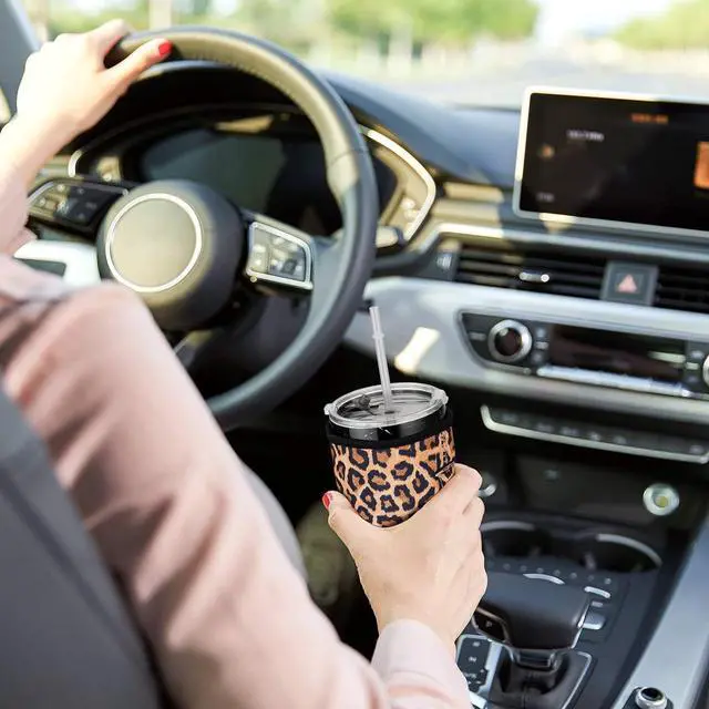 Alt view image 4 of 7 - 2 PCS Reusable Iced Coffee Sleeve for 24oz Cold Drinks Beverage,Insulated Neoprene Cup Holder with Handle for 30oz-32oz Tumbler Cup,Dunkin Donuts, Starbucks,McDonald's Coffee(Leopard)