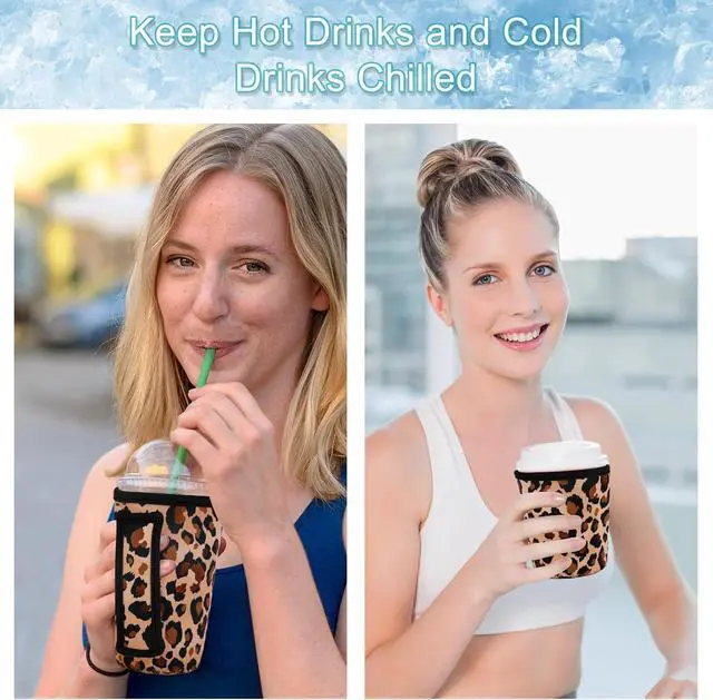 Alt view image 7 of 7 - 3PCS Reusable Iced Coffee Sleeves, Fits 16-32oz Hot/Cold Drinks | 3 Reusable Coffee Sleeves, Insulated Coffee Sleeves, Compatible with Starbucks Dunkin Coffee cup, Leopard print Coffee Koozie