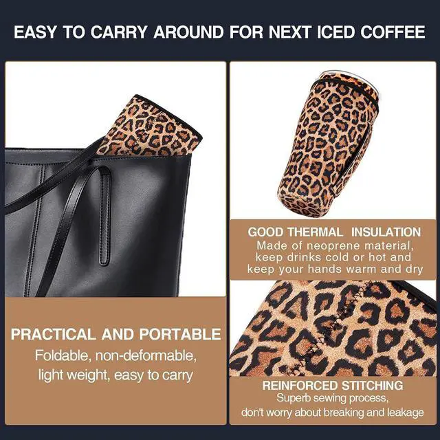 Alt view image 7 of 7 - 2 PCS Reusable Iced Coffee Sleeve for 24oz Cold Drinks Beverage,Insulated Neoprene Cup Holder with Handle for 30oz-32oz Tumbler Cup,Dunkin Donuts, Starbucks,McDonald's Coffee(Black)
