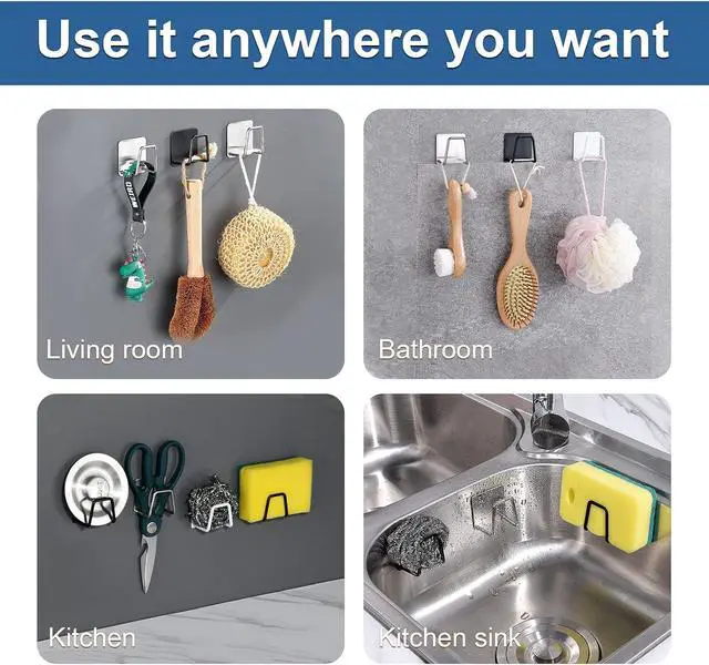 Alt view image 5 of 6 - 2Pcs Sponge Holder for Kitchen Sink, Strong Adhesive Sponge Holder for Sink Counter, Dish Sponge and Brush Organization Holder, Premium SUS304 Stainless Steel Rust Proof Waterproof-Black