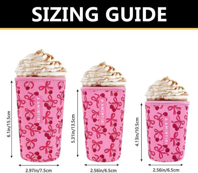 Alt view image 3 of 7 - Amintiri Reusable Insulator Neoprene Sleeve for Iced Coffee & Cold Soda | 3 Pack Coffee Sleeves for Iced & Hot Drinks, Cold Beverage Cooler for 16-32oz Cups