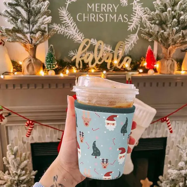 Alt view image 3 of 6 - Christmas Gift for Women, Men, Grandkids, Xmas Iced Coffee Sleeve, Drink Sleeve for Cold & Hot Beverages, Reusable Cup Insulated Holder
