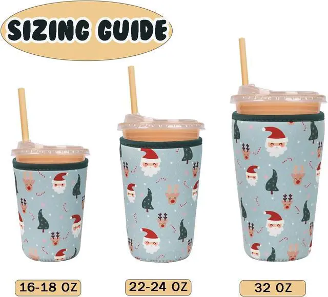 Alt view image 5 of 6 - Christmas Gift for Women, Men, Grandkids, Xmas Iced Coffee Sleeve, Drink Sleeve for Cold & Hot Beverages, Reusable Cup Insulated Holder