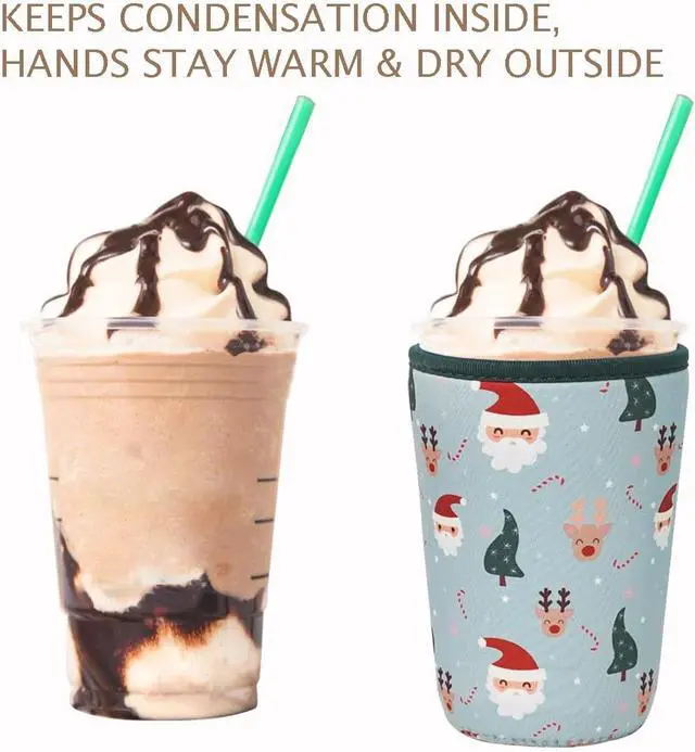 Alt view image 6 of 6 - Christmas Gift for Women, Men, Grandkids, Xmas Iced Coffee Sleeve, Drink Sleeve for Cold & Hot Beverages, Reusable Cup Insulated Holder