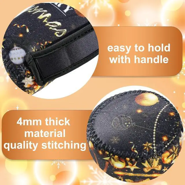 Alt view image 7 of 7 - 3 Pcs Christmas Cup Sleeves Reusable - Black Gold Insulated Cup Holder for Iced Coffee, Neoprene with Handle, Festive Drink Sleeves for Cold Drinks, Christmas Kitchen Decor