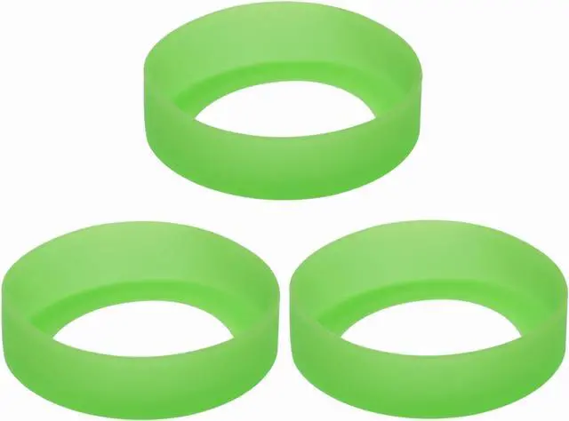 Main image of ONLYKXY 3pcs 6.5cm Silicon Protective Cup Mat Sleeve Heat-Resistant Bottle Holder Rubber Coaster Tumblers Protector Base Pad Non-Slip Bottom Cover Ring Accessories for Thermos (Fluorescent Green)