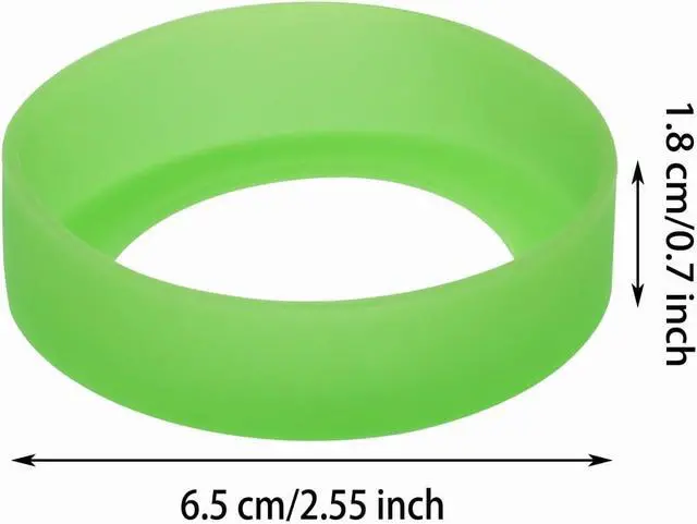 Alt view image 2 of 5 - ONLYKXY 3pcs 6.5cm Silicon Protective Cup Mat Sleeve Heat-Resistant Bottle Holder Rubber Coaster Tumblers Protector Base Pad Non-Slip Bottom Cover Ring Accessories for Thermos (Fluorescent Green)