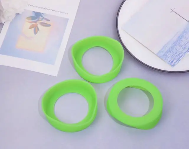 Alt view image 3 of 5 - ONLYKXY 3pcs 6.5cm Silicon Protective Cup Mat Sleeve Heat-Resistant Bottle Holder Rubber Coaster Tumblers Protector Base Pad Non-Slip Bottom Cover Ring Accessories for Thermos (Fluorescent Green)