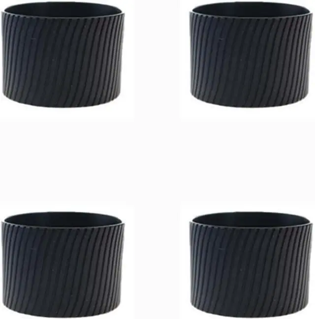 Main image of 4Pcs 3.15"×1.97" Silicone Anti Slip Insulation Cup Sleeve, Straight Tube Cup Cover, Glass Insulation Mark Water(Black)