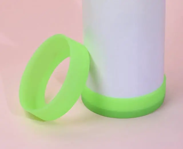 Alt view image 5 of 5 - ONLYKXY 3pcs 6.5cm Silicon Protective Cup Mat Sleeve Heat-Resistant Bottle Holder Rubber Coaster Tumblers Protector Base Pad Non-Slip Bottom Cover Ring Accessories for Thermos (Fluorescent Green)