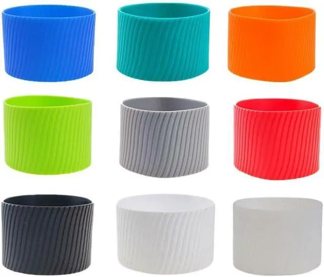 Alt view image 3 of 7 - 4Pcs 3.15"×1.97" Silicone Anti Slip Insulation Cup Sleeve, Straight Tube Cup Cover, Glass Insulation Mark Water(Black)