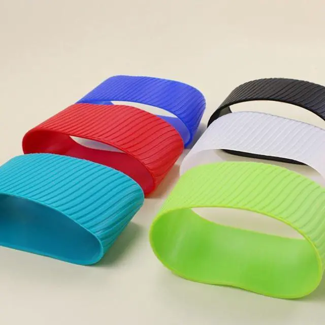 Alt view image 5 of 7 - 4Pcs 3.15"×1.97" Silicone Anti Slip Insulation Cup Sleeve, Straight Tube Cup Cover, Glass Insulation Mark Water(Black)