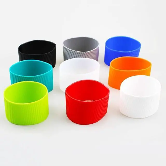 Alt view image 6 of 7 - 4Pcs 3.15"×1.97" Silicone Anti Slip Insulation Cup Sleeve, Straight Tube Cup Cover, Glass Insulation Mark Water(Black)