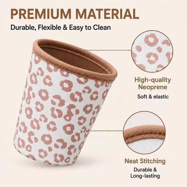 Alt view image 4 of 7 - 3Pcs Reusable Ice Coffee Cup Sleeves for Cold Drink 16-32oz(Leopard) | Insulated Neoprene Sleeve for Iced Coffee Cups, Beverage Holder Drink Sleeves for 16/18/22/24/32oz