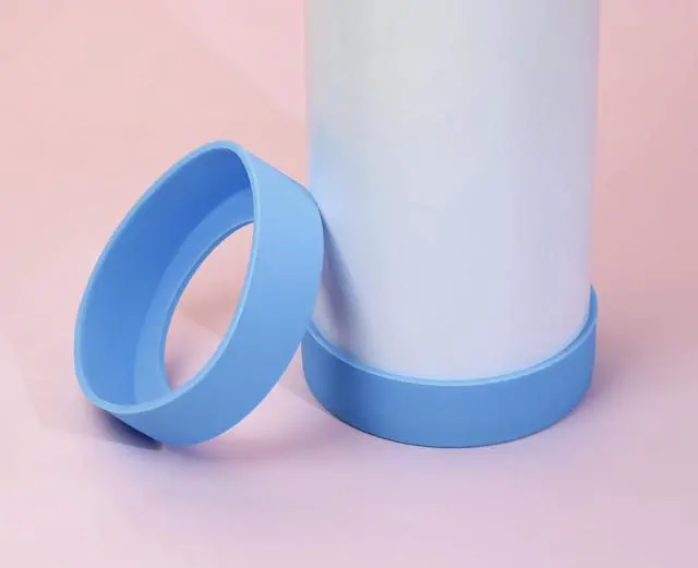Alt view image 5 of 5 - ONLYKXY 3pcs 6.5cm Silicon Protective Cup Mat Sleeve Heat-Resistant Bottle Holder Rubber Coaster Tumblers Protector Base Pad Non-Slip Bottom Cover Ring Accessories for Thermos (Pastel Blue)