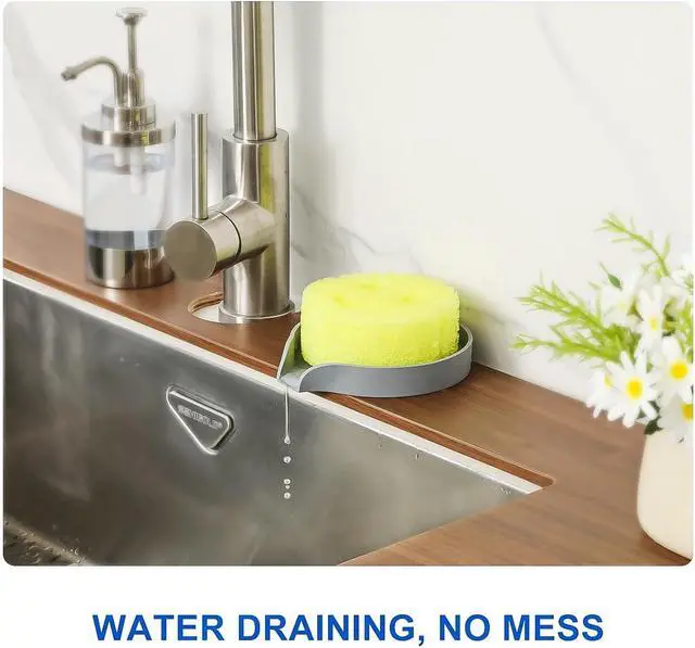 Alt view image 4 of 7 - LANMU Silicone Smiley Face Sponge Holder for Kitchen Sink, Sink Caddy Organizer with Drainage for Quick Drying, Dishwasher Safe, Fit Palm Bush, Soap Dispenser Storage