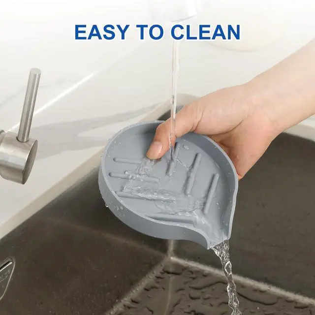 Alt view image 5 of 7 - LANMU Silicone Smiley Face Sponge Holder for Kitchen Sink, Sink Caddy Organizer with Drainage for Quick Drying, Dishwasher Safe, Fit Palm Bush, Soap Dispenser Storage