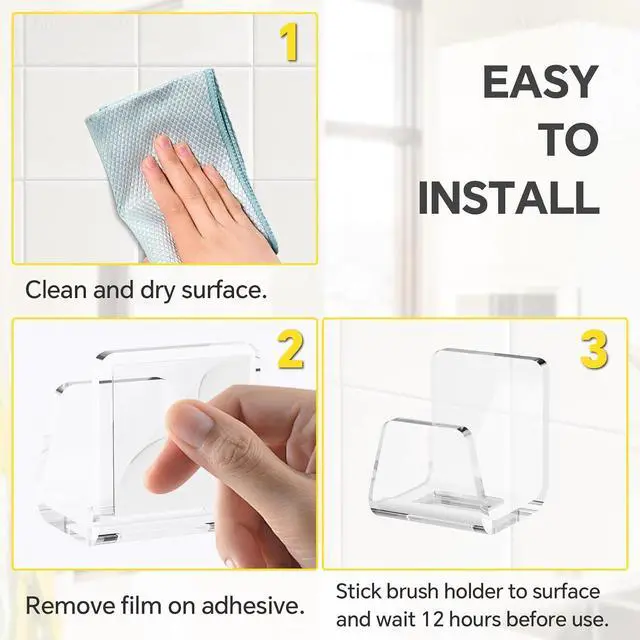 Alt view image 7 of 7 - NiHome Acrylic Sponge Holder for Kitchen Sink, No-Drill Caddy, Clear | Self-Draining Design Dries Fast, Adhesive Mount For Scrubbers, Cloths