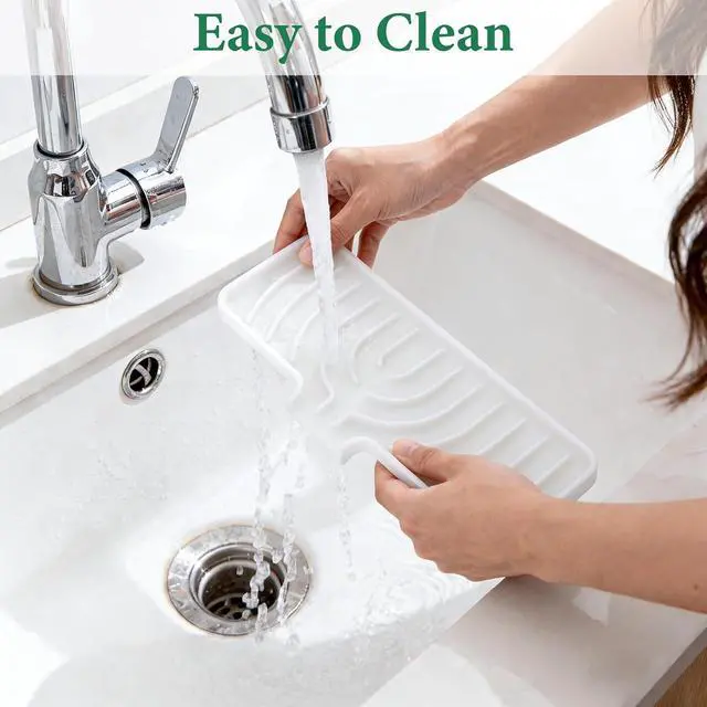 Alt view image 4 of 7 - GUUKIN Sponge Holder for Kitchen Sink, 10x4 inch Silicone Dish Drying Mat, Compatible with Scrub Daddy, Kitchen Sink Accessories, Suitable for Kitchens & Bathrooms (White)