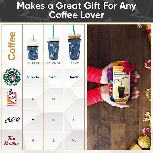 Alt view image 2 of 7 - Baxendale Iced Coffee Sleeves for Cold Drink Cups - 3 Pack Reusable Neoprene Iced Coffee Cup Sleeve for Cold Drinks, Compatible with Starbucks Dunkin and more (3 PK S/M/L, Splatter Mix #1)