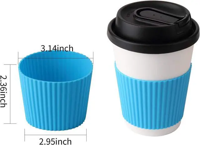 Alt view image 3 of 6 - 5pcs Assorted Colors Heat-resistant Silicone Nonslip Coffee Cup Sleeve,Resistant Reusable Glass Bottle Mug Cup Sleeve Protector Cover