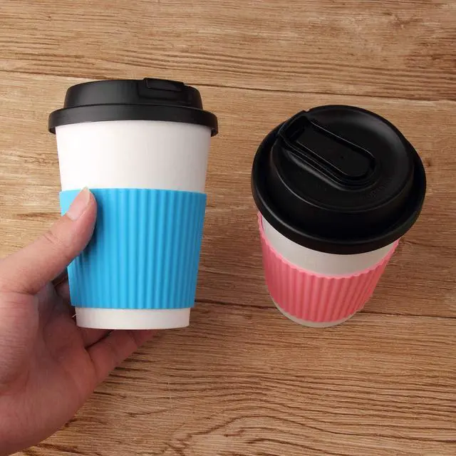 Alt view image 4 of 6 - 5pcs Assorted Colors Heat-resistant Silicone Nonslip Coffee Cup Sleeve,Resistant Reusable Glass Bottle Mug Cup Sleeve Protector Cover