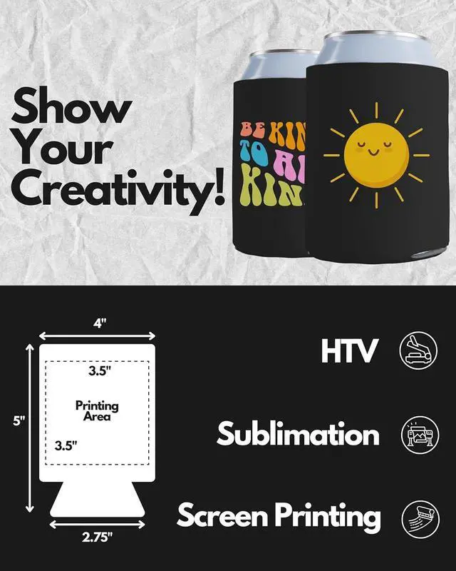 Alt view image 2 of 7 - PartyPrints 25 Pack Black Blank Can Cooler Sleeves, Customizable Bulk Insulated Foam for Beer, Collapsible Plain Drink Holder, Cold Soda Insulator, 12oz Regular, 16oz Tall Cans