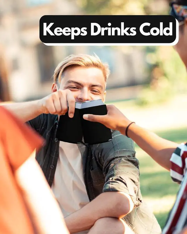 Alt view image 5 of 7 - PartyPrints 25 Pack Black Blank Can Cooler Sleeves, Customizable Bulk Insulated Foam for Beer, Collapsible Plain Drink Holder, Cold Soda Insulator, 12oz Regular, 16oz Tall Cans