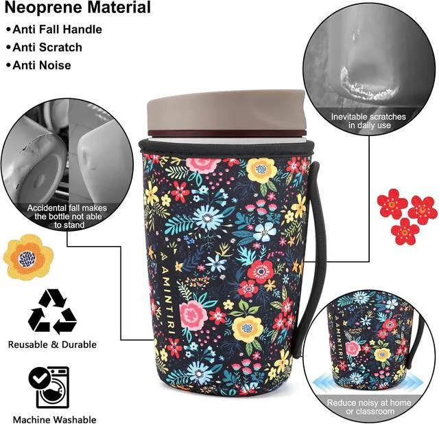 Alt view image 3 of 6 - Neoprene Cover with Handle for Owala SmoothSip Slider, Coffee Tumble Sleeve | Cute Sleeve for Owala Coffee 12oz, Scratch Resistant Coffee Mug Sleeve for Women to Office, Workout, Coffee Break