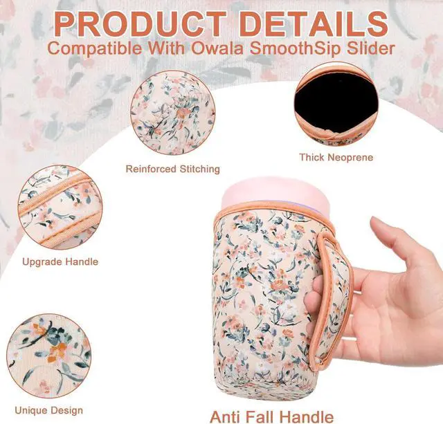 Alt view image 2 of 6 - Neoprene Cover with Handle for Owala SmoothSip Slider, Coffee Tumble Sleeve | Cute Sleeve for Owala Coffee 12oz, Scratch Resistant Coffee Mug Sleeve for Women to Office, Workout, Coffee Break