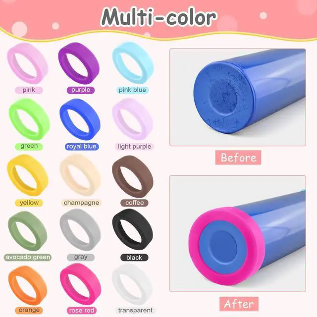 Alt view image 4 of 5 - 15pcs 70mm Silicon Protective Cup Mat,Rubber Cup Sleeve,Heat-Resistant Water Bottle Holder,Insulation Tumbler Protector,Non-Slip Cup Bottom Cover,Mug Coaster,Multicolor